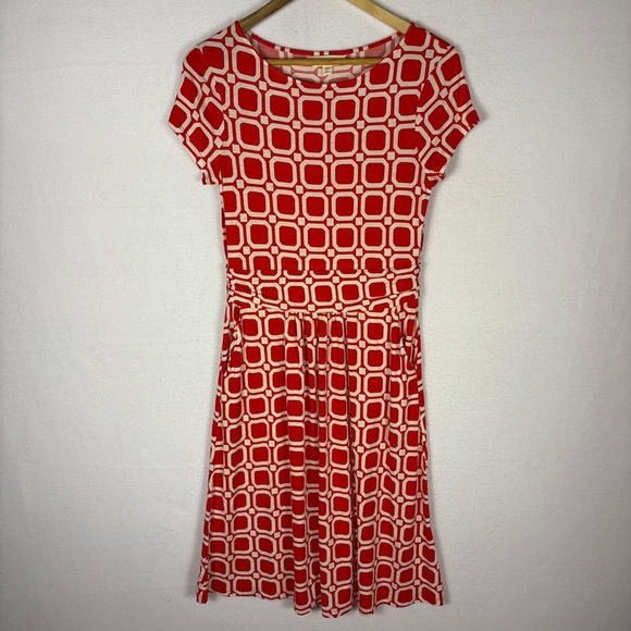 Boden Red White Squares Amelie A-Line Midi Dress - Picture 1 of 10